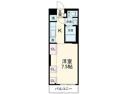 リブリ・MILKY WAY(1K/1階)の間取り写真