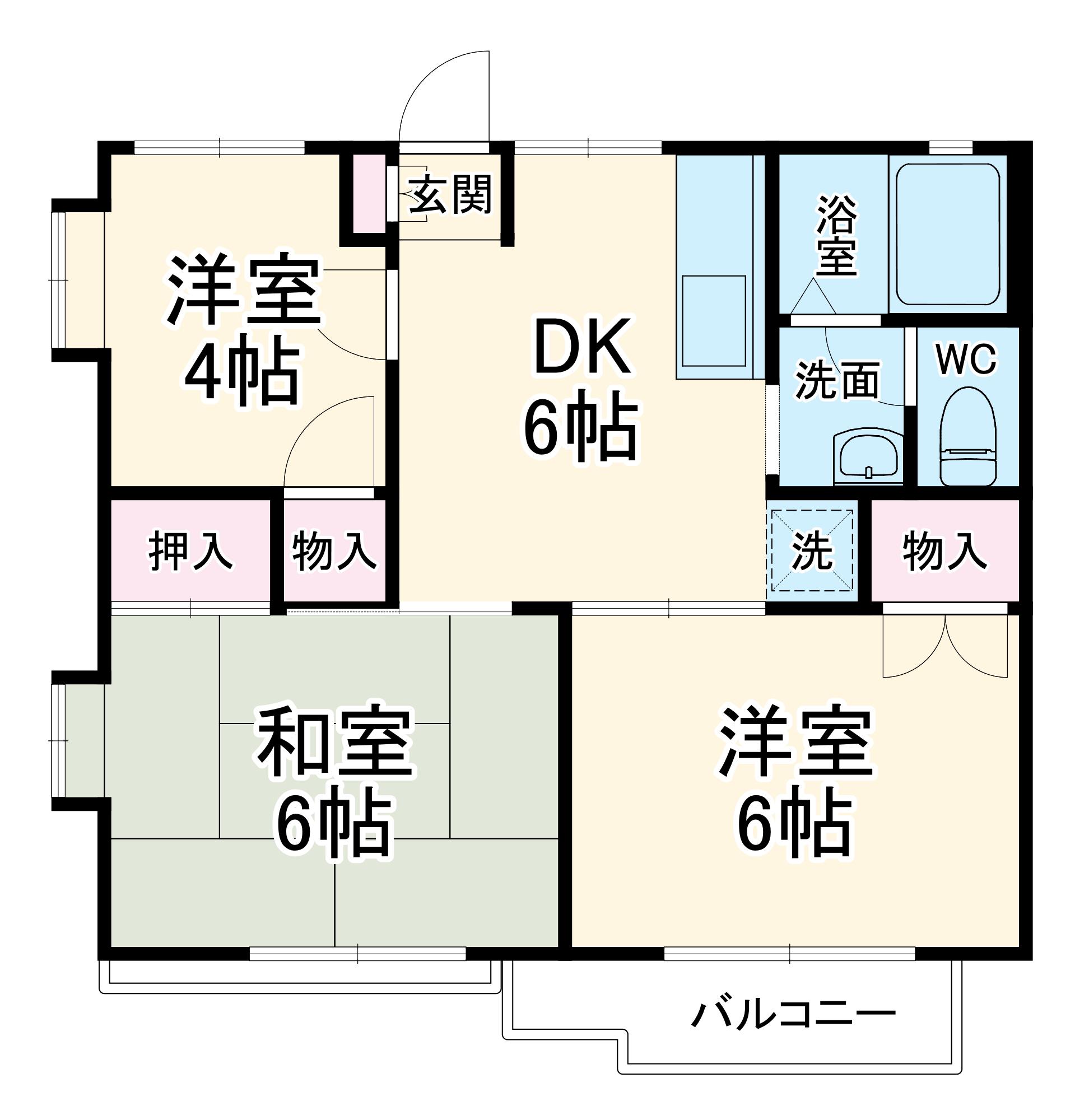 コモディータ新川崎(3DK/2階)の間取り写真