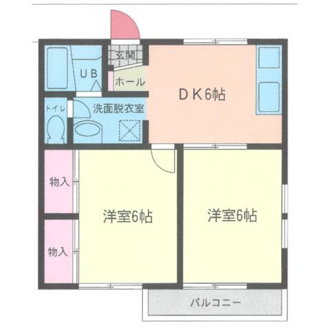 小田急電鉄小田原線 座間駅 徒歩17分 2階建 築30年(2DK/1階)の間取り写真