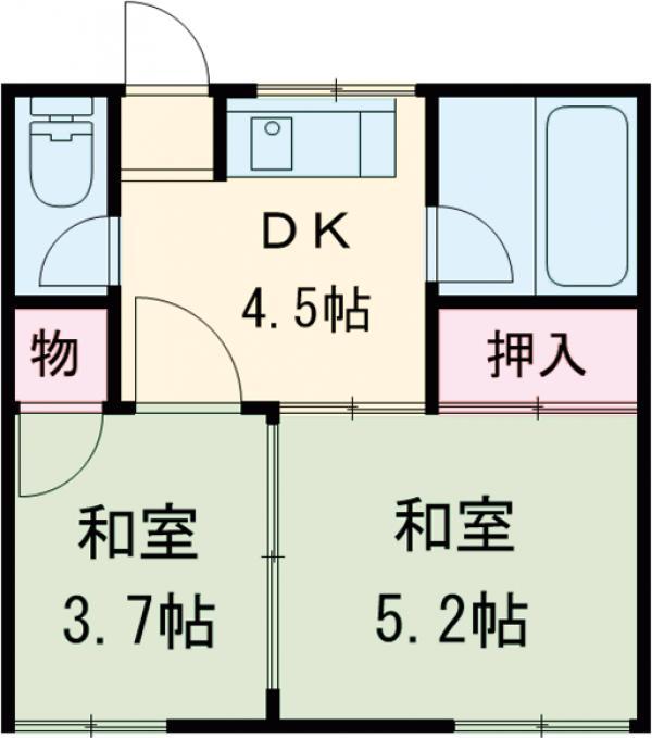 ユミカハイツ(2DK/2階)の間取り写真