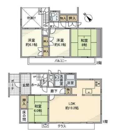 愛知環状鉄道 六名駅 徒歩34分 2階建 築35年(4LDK)の間取り写真