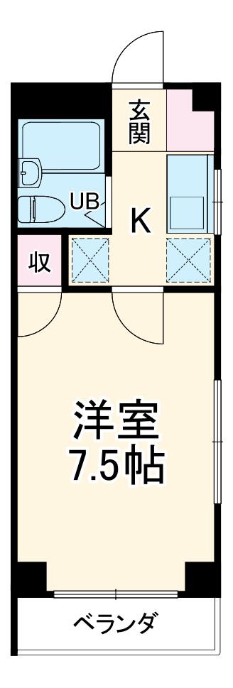 アローハイツ(1K/1階)の間取り写真