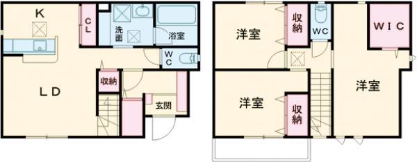 東北本線 小山駅 徒歩40分 2階建 築1年(3LDK)の間取り写真