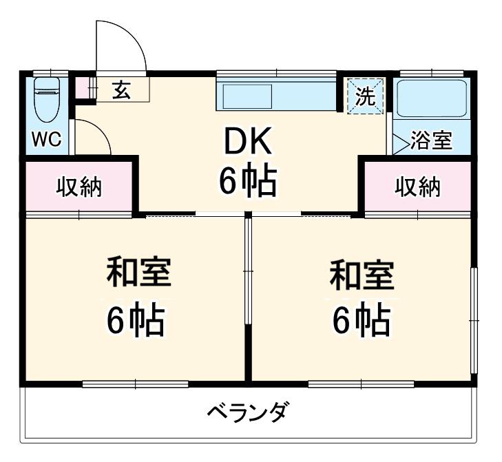 ハイツ山久(2DK/2階)の間取り写真