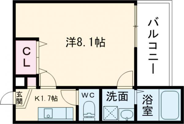 CASA WOOD花園(1K/2階)の間取り写真