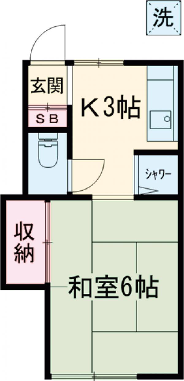 サニーマイホームしおざき(1K/2階)の間取り写真