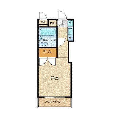 サンパレス花小金井(ワンルーム/3階)の間取り写真