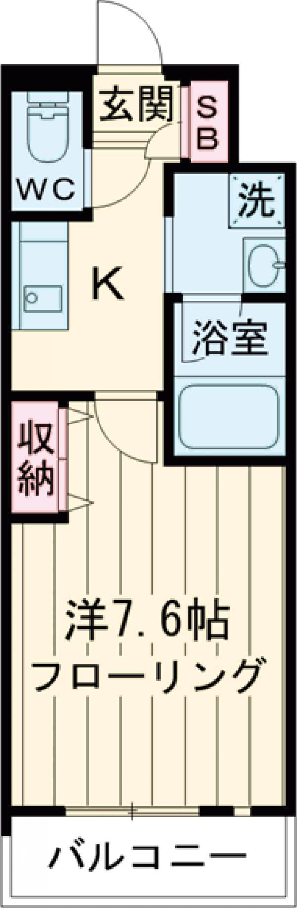 ハーモニーレジデンス門前仲町(1K/4階)の間取り写真