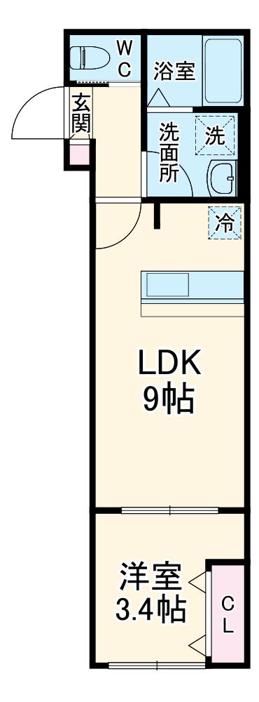 リスグラシュー(1LDK/3階)の間取り写真