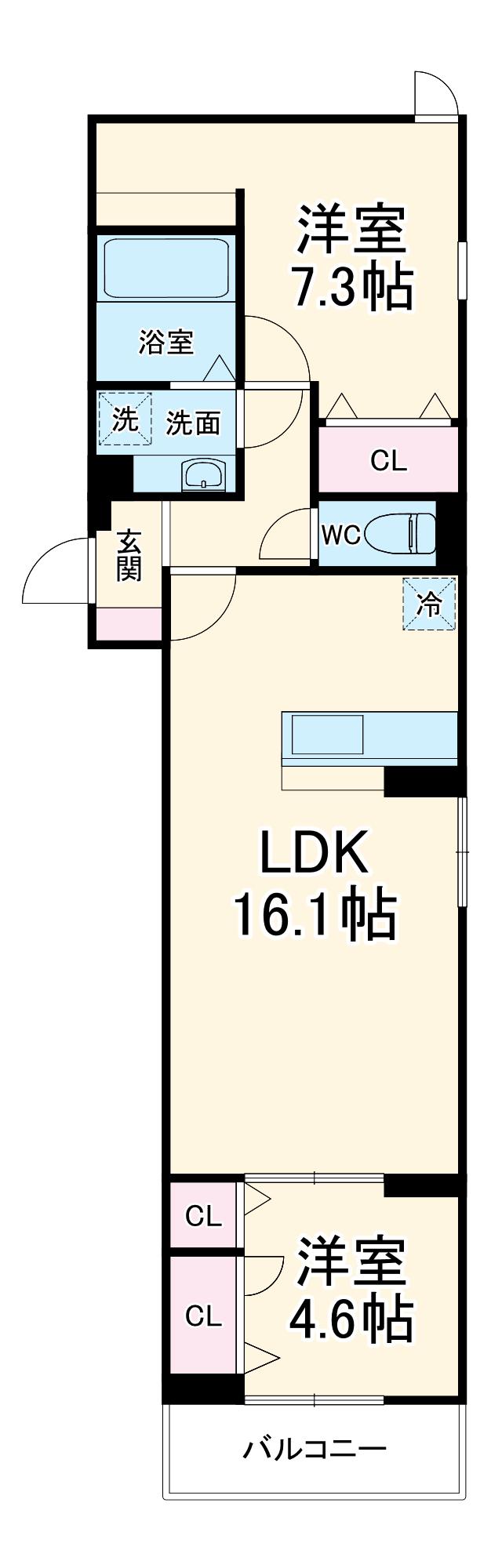 セレスティア竹ノ塚Ⅱ(2LDK/2階)の間取り写真