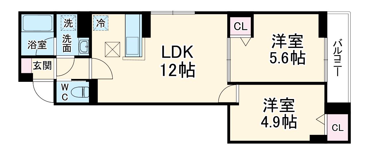セレスティア六町Ⅳ(2LDK/1階)の間取り写真