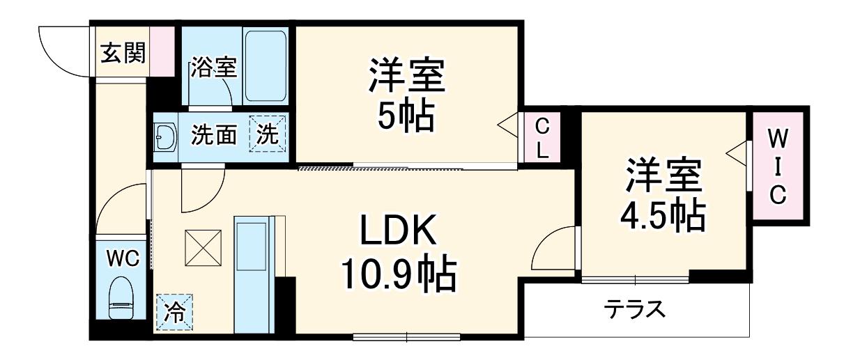セレスティア六町Ⅳ(2LDK/2階)の間取り写真
