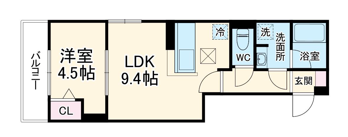 セレスティア六町Ⅳ(1LDK/2階)の間取り写真