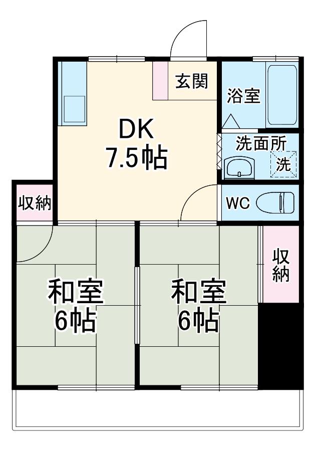 ハイム上ノ台(2DK/2階)の間取り写真