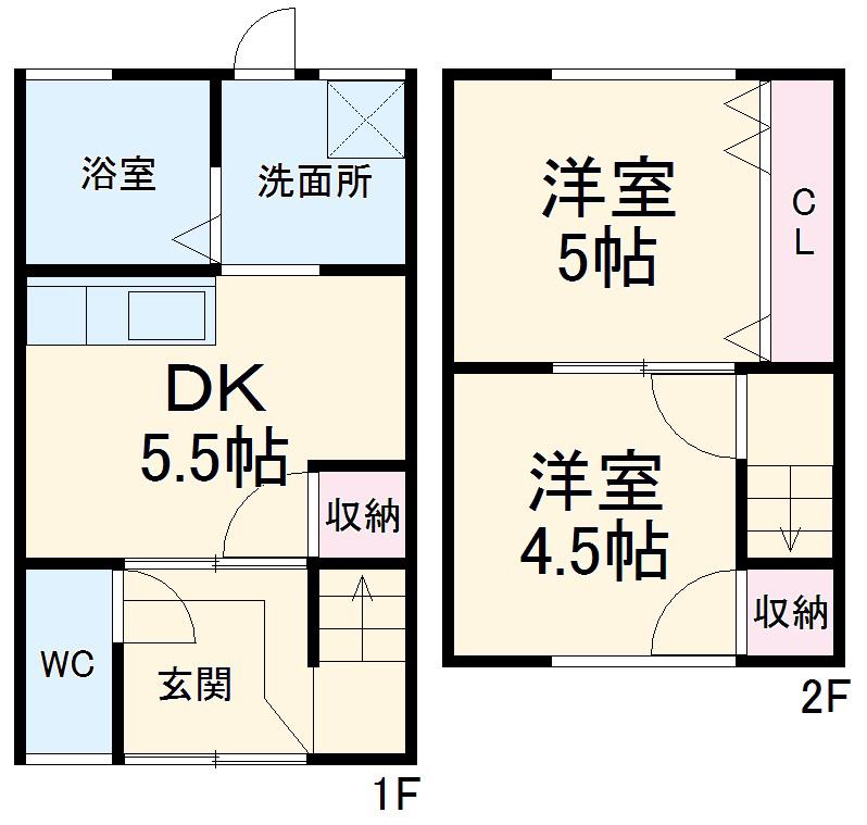 丸米アパート(2DK)の間取り写真