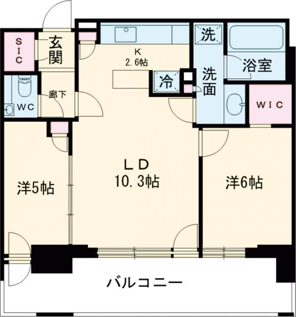 品川イーストシティタワー(2LDK/10階)の間取り写真