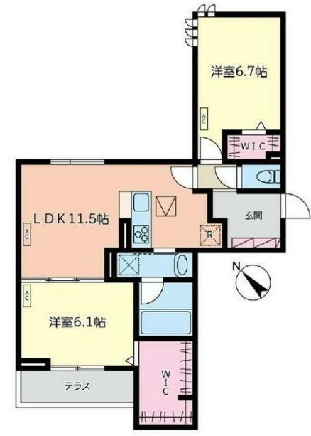 LUSSOⅢ(2LDK/1階)の間取り写真
