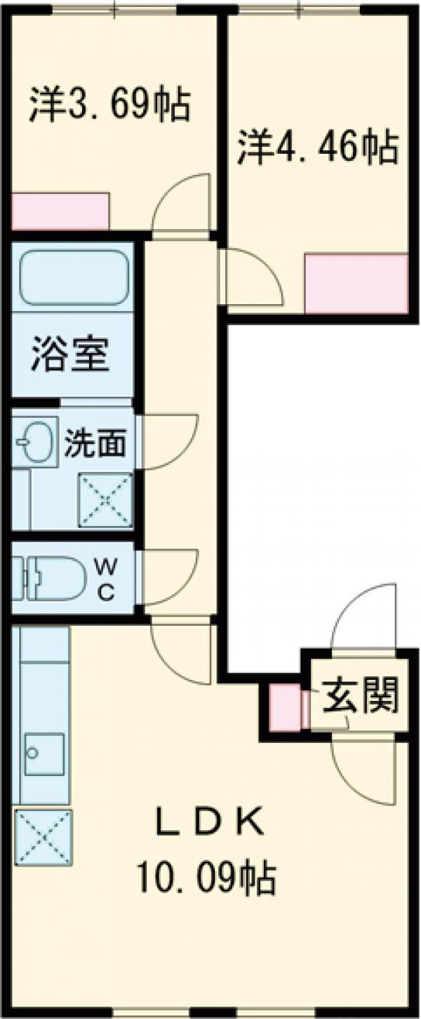 ALERO BASE SASZUKA サウス(2LDK/3階)の間取り写真