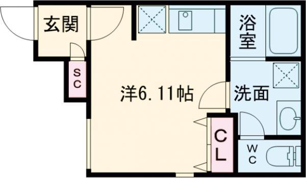 ALERO BASE SASZUKA サウス(ワンルーム/4階)の間取り写真