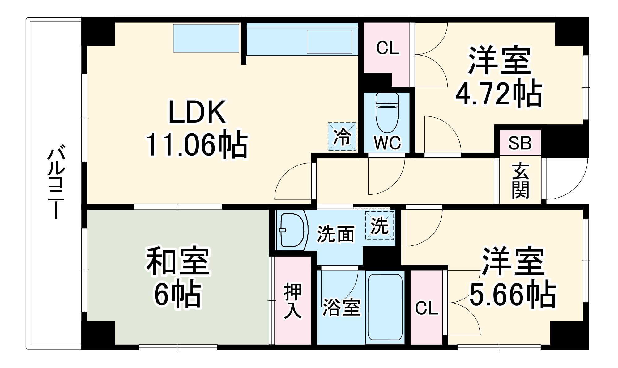 サニーヒルⅡ(3LDK/2階)の間取り写真