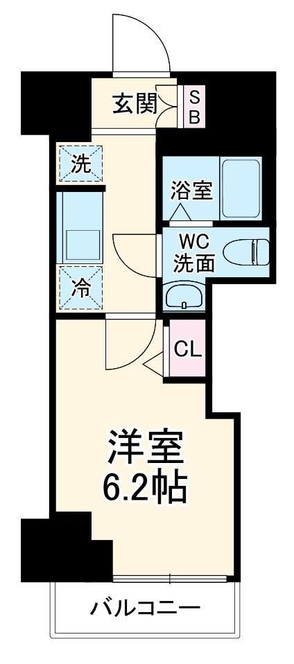 GENOVIA西千葉(1K/5階)の間取り写真
