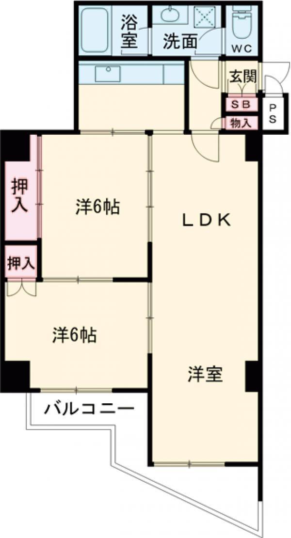 チサンマンション東宿郷(2LDK/9階)の間取り写真
