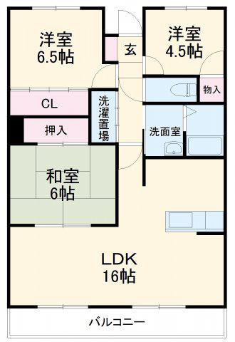 モンソレイユ(3LDK/3階)の間取り写真