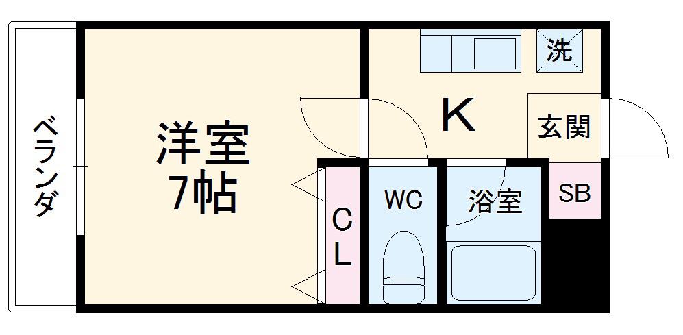 カーサヴィヴィアン名西(1K/3階)の間取り写真