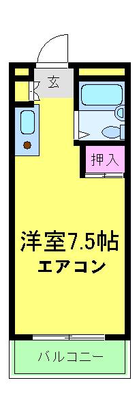 ル シオン(1K/6階)の間取り写真