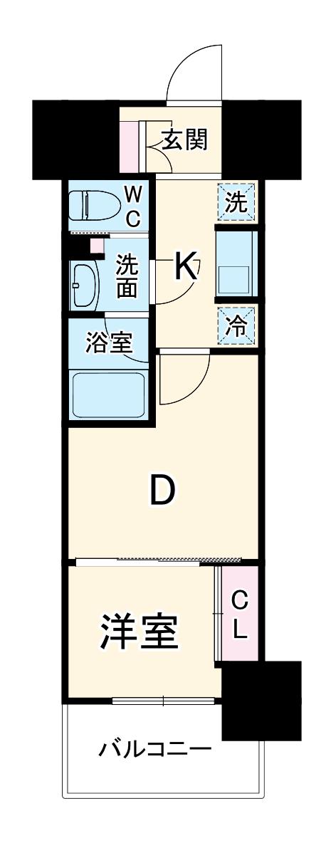 パークアクシス名古屋山王(1DK/12階)の間取り写真
