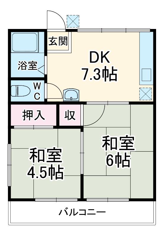 浅川コーポ(2DK/1階)の間取り写真