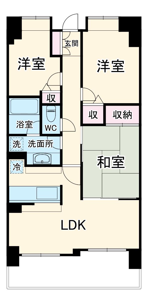 ダイアパレス稲毛緑園都市Aエ区(3LDK/8階)の間取り写真
