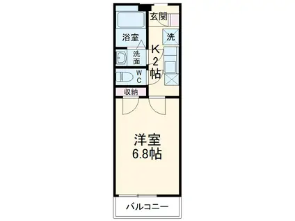 リバティーセカンド(1K/2階)の間取り写真