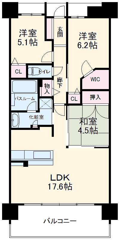 カルティア刈谷松坂(3LDK/14階)の間取り写真