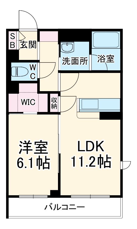 サニーフラットみなみ(1LDK/2階)の間取り写真