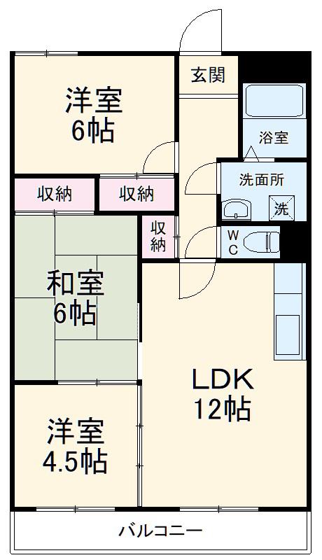 極楽館586(3LDK/4階)の間取り写真