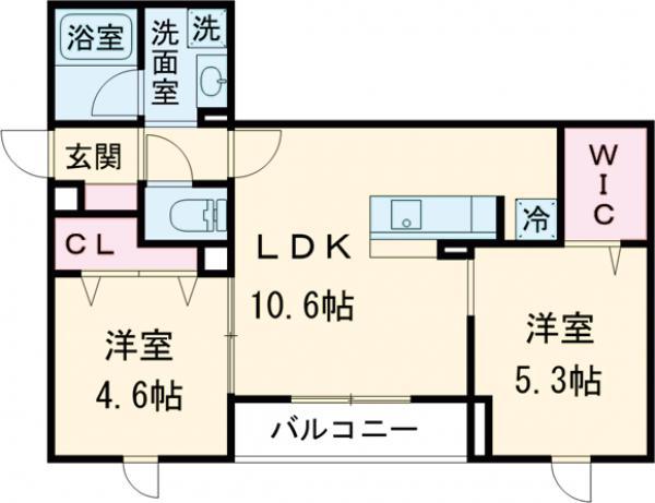 セレスティア江北Ⅱ(2LDK/2階)の間取り写真
