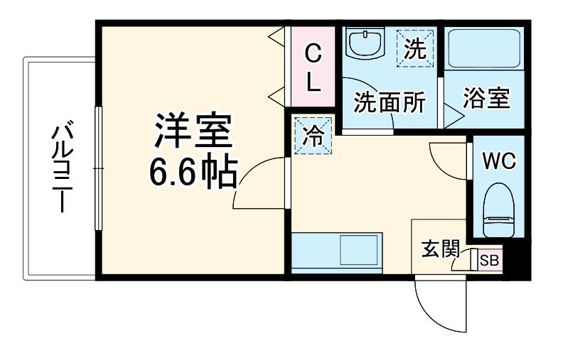 ジーメゾン加茂宮(1K/1階)の間取り写真