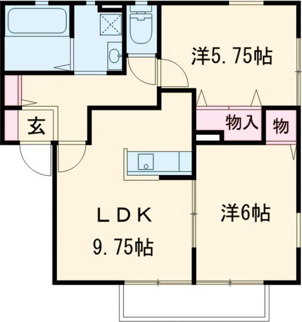 スペランツC棟(2LDK/1階)の間取り写真