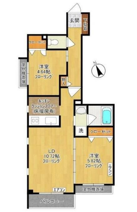 LA CASA DEL. PALMA(2LDK/1階)の間取り写真