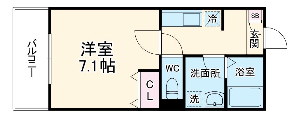 ジーメゾン大宮宮原町(1K/2階)の間取り写真