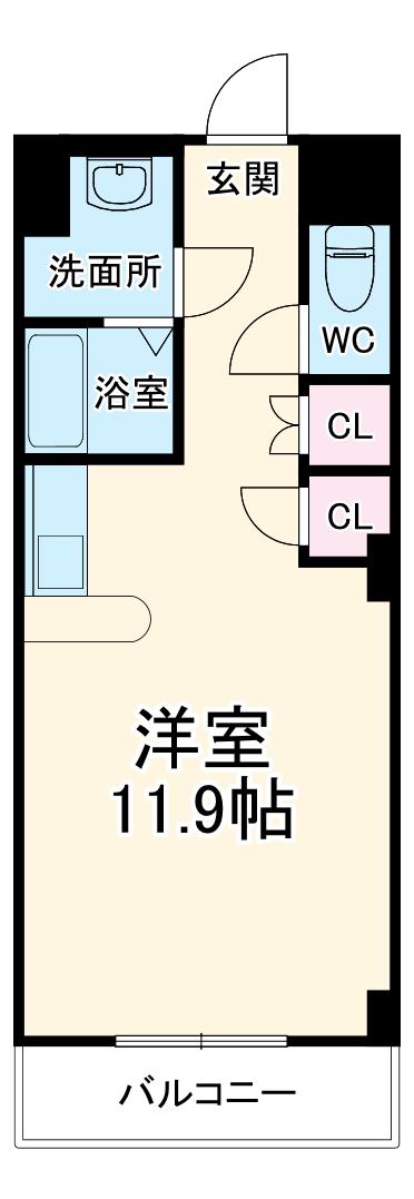 フェリオ甲府上石田(ワンルーム/2階)の間取り写真