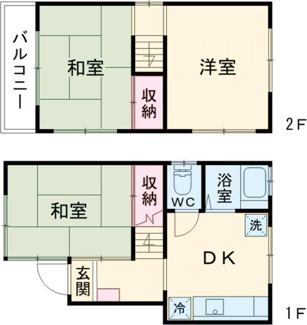東京都新宿線 篠崎駅 徒歩13分 2階建 築45年(3DK)の間取り写真