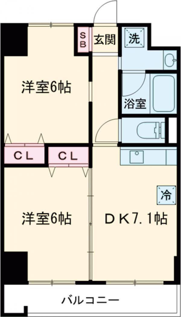 大黒屋ビル(2DK/9階)の間取り写真
