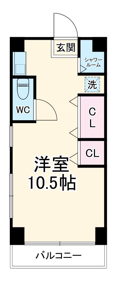 第一ヒカリコーポ(ワンルーム/1階)の間取り写真