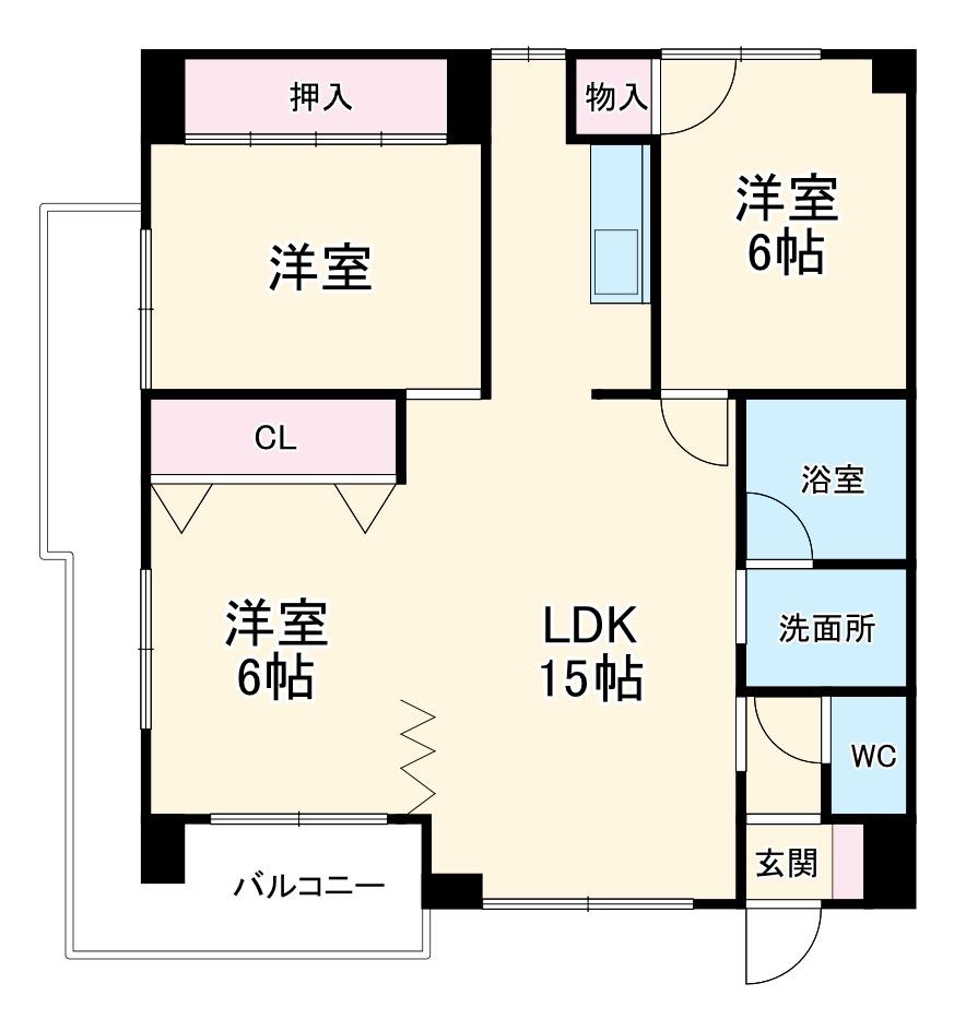 トゥインクルツイン桃山(3LDK/3階)の間取り写真