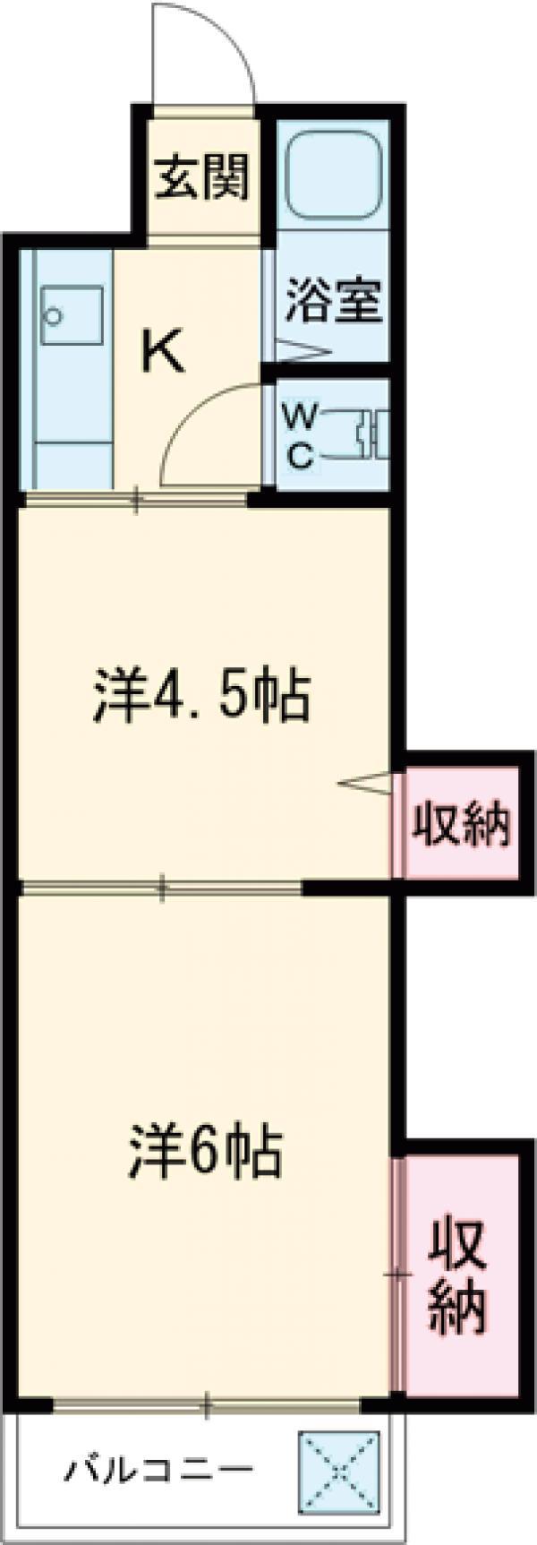花月マンション(2K/4階)の間取り写真