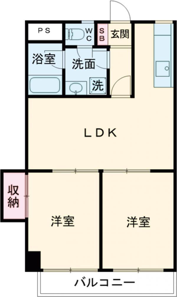 JLBグランエクリュ五反野(2DK/4階)の間取り写真