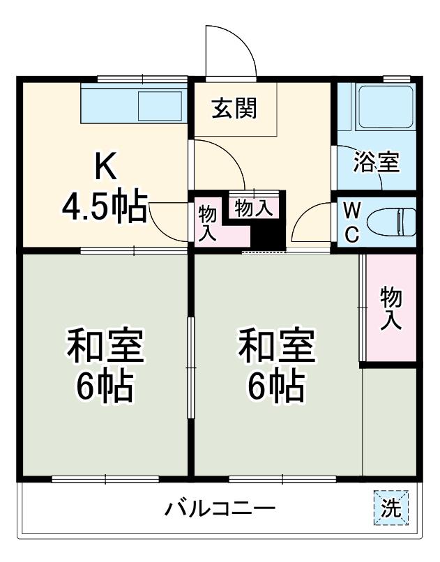 加藤ハイツ(2DK/3階)の間取り写真