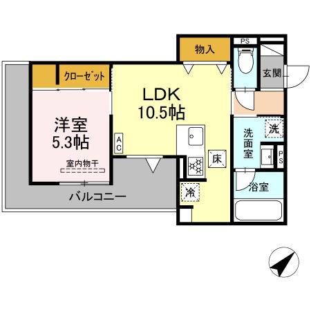 D-AVANCE 柱六番町Ⅲ(1LDK/2階)の間取り写真